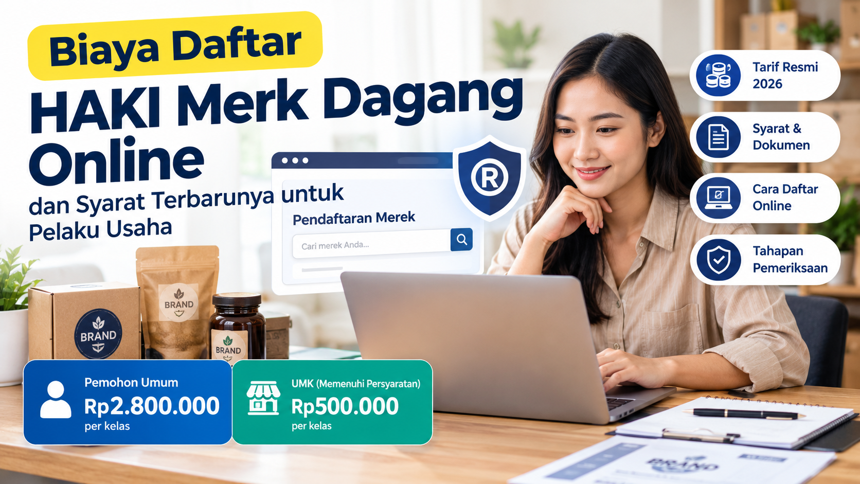 Ilustrasi pendaftaran merek dagang online untuk pelaku UMKM di Indonesia